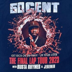 50 Cent Final Lap Tour 2023 T-Shirt Size L Get Rich or Die Tryin 20 Years Later